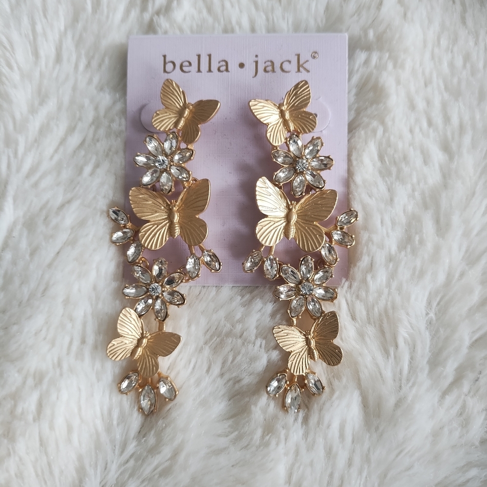 NWT Bella Jack Butterfly Rhinestone Earrings
